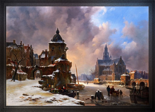 Winter Cityscape With Frozen River by Bartholomeus van Hove by xzendor7